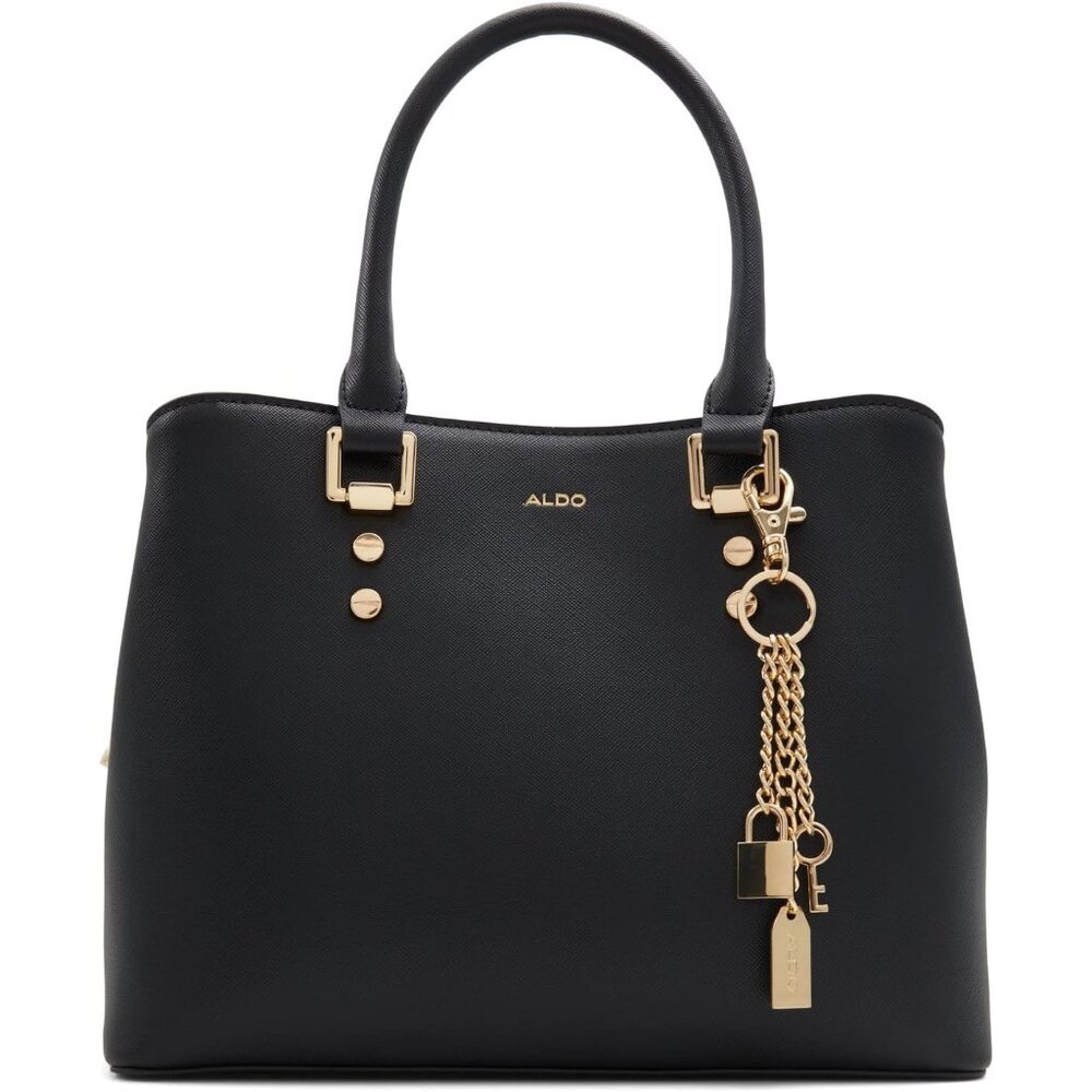 ALDO Women's Black Faux Leather Spaciously Stylish Functional Shoulder Strap Bag